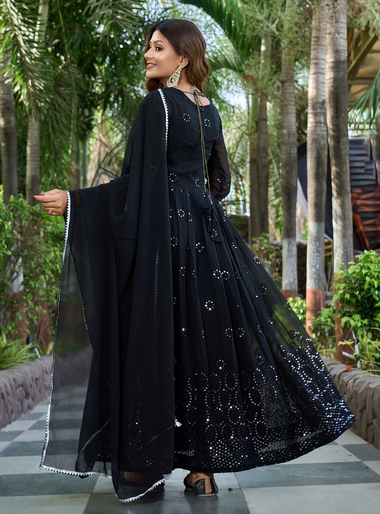 Black georgette anarkali gown