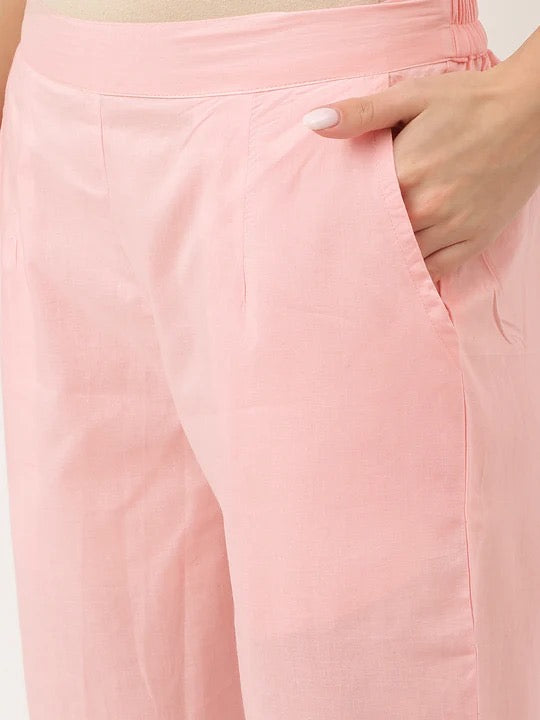 Pink printed Kurta with Trousers with dupatta💗