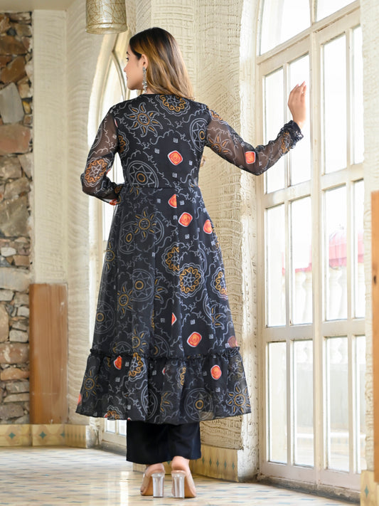 Black bandhani angarakha