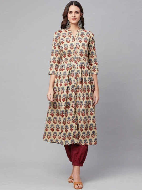 Printed Kurta with Salwar A-line shape💫