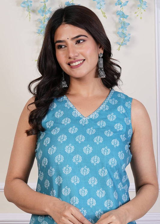 Printed cotton kurta set