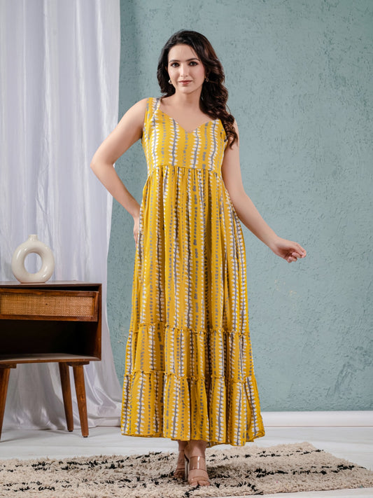 Yellow One Piece Long Dress