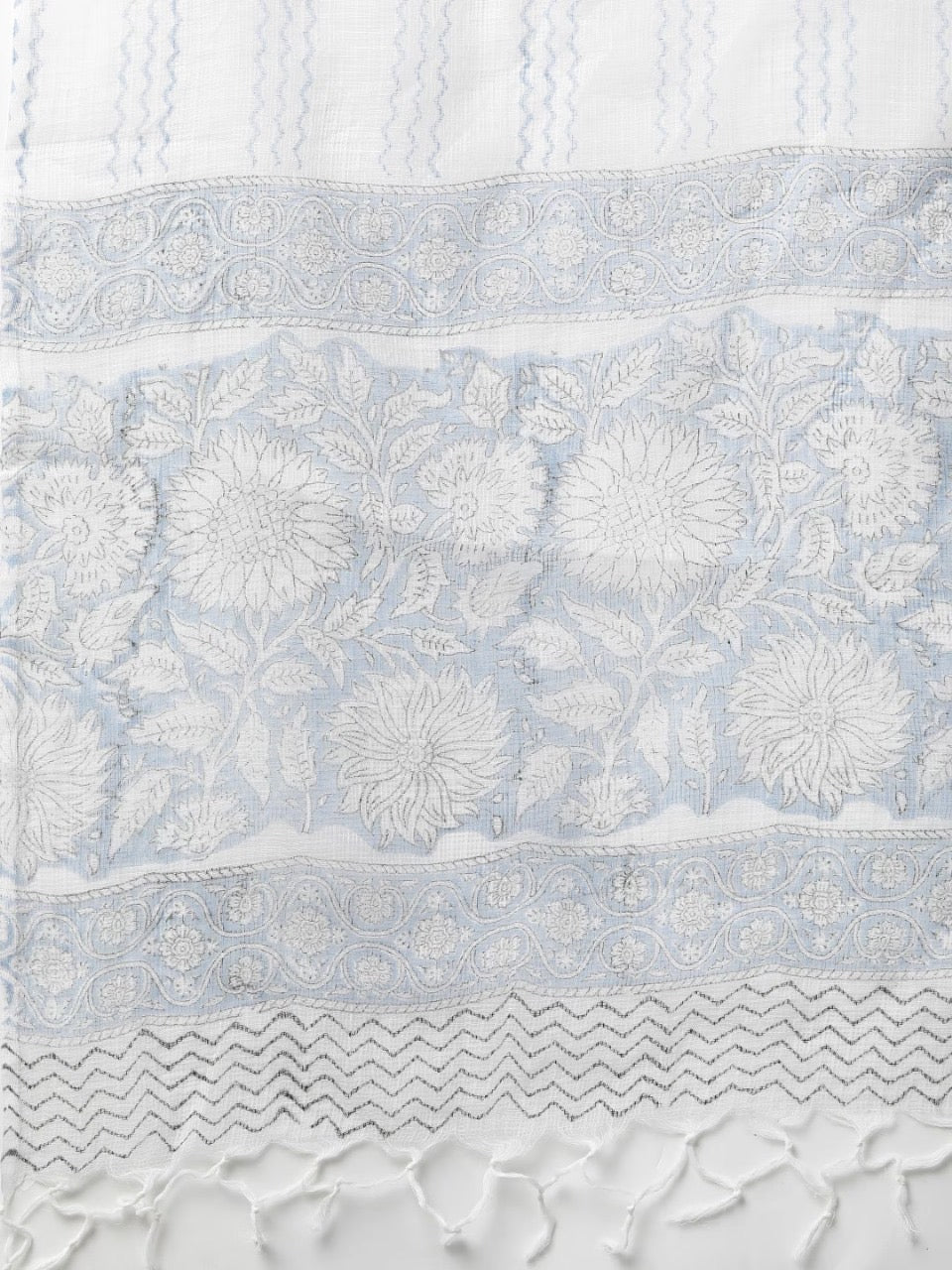 Light Blue printed Kurta with Trousers and dupatta