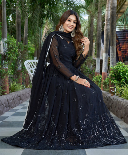 Black georgette anarkali gown