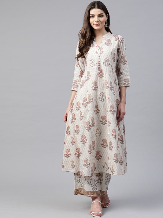 Off-White motifs print kurta with palazzos