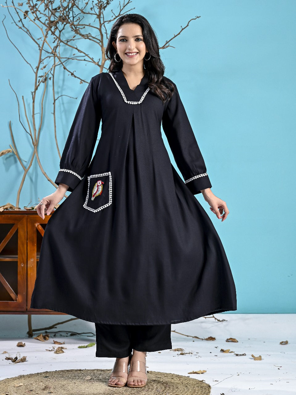 BLACK RAYON CO-ORD SET