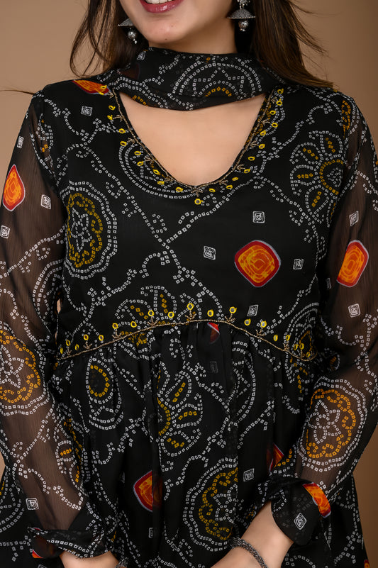 Black Bandhani Sharara