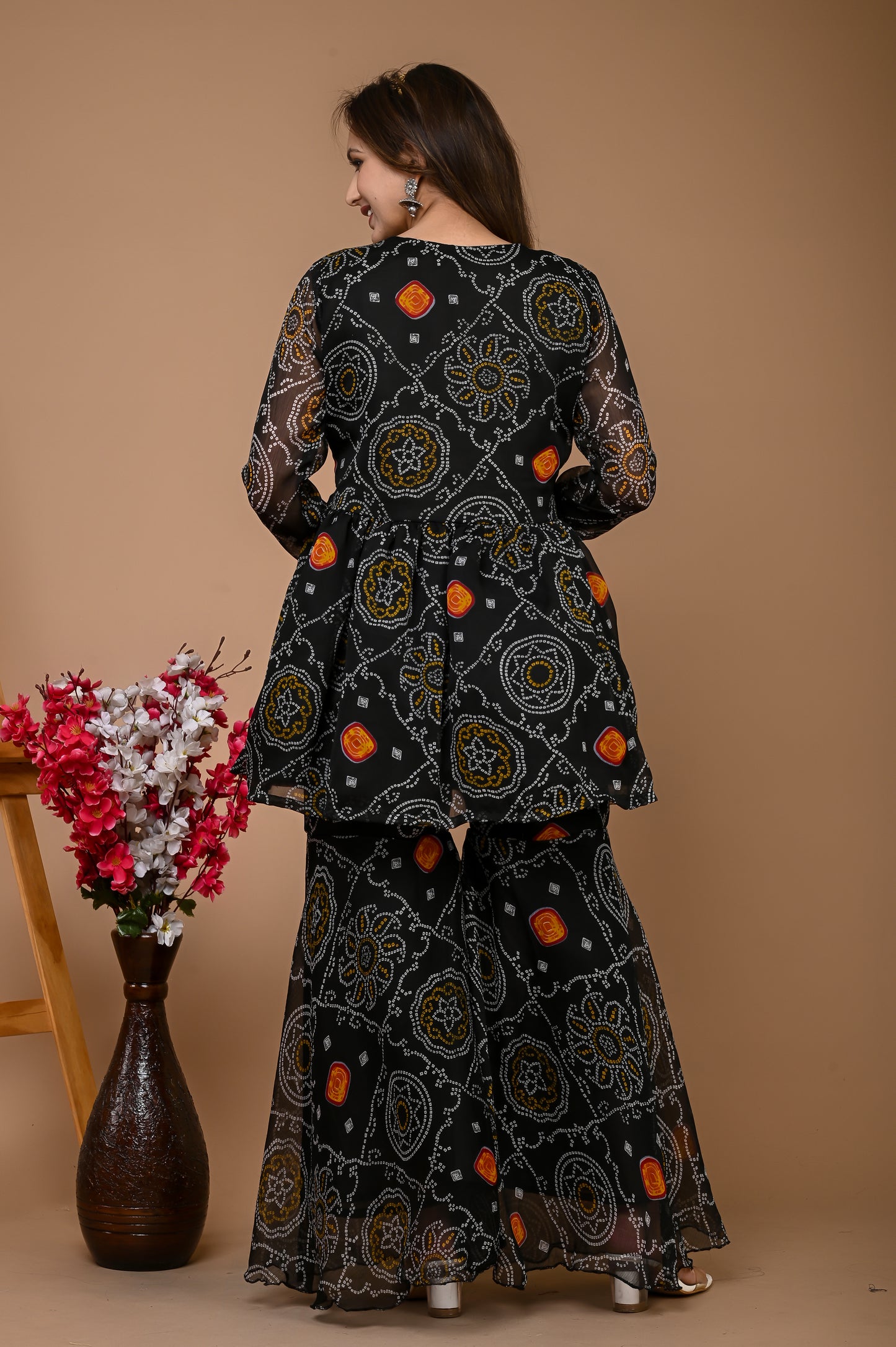 Black Bandhani Sharara