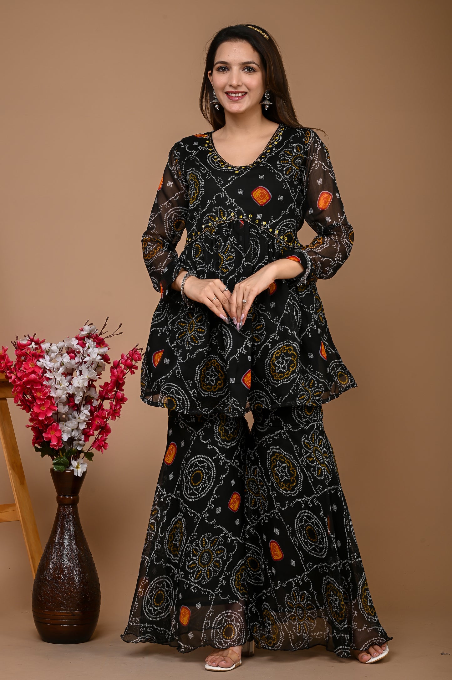 Black Bandhani Sharara