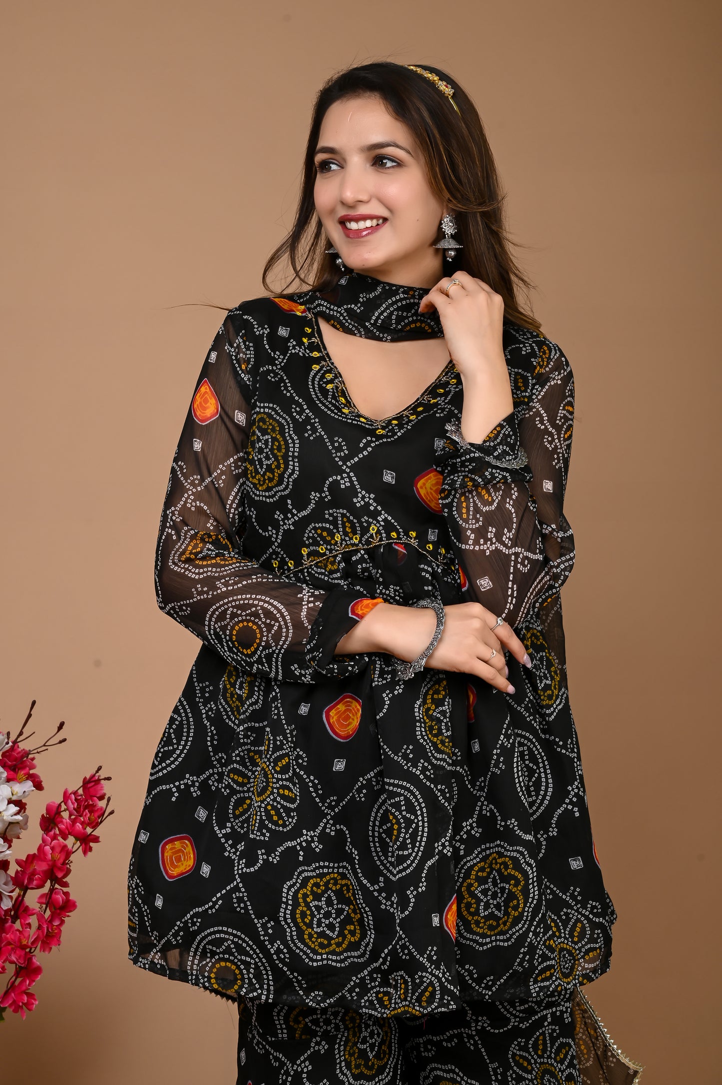 Black Bandhani Sharara