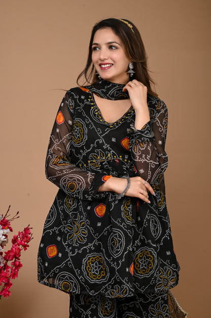 Black Bandhani Sharara