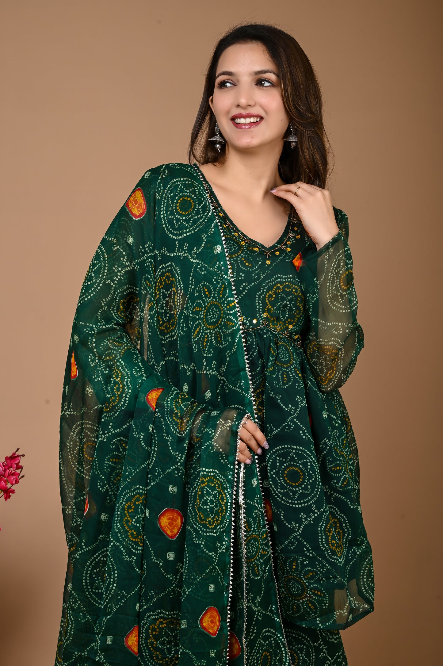 Green Bandhani Sharara Set