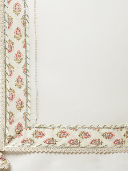 Cream-coloured printed Kurta set