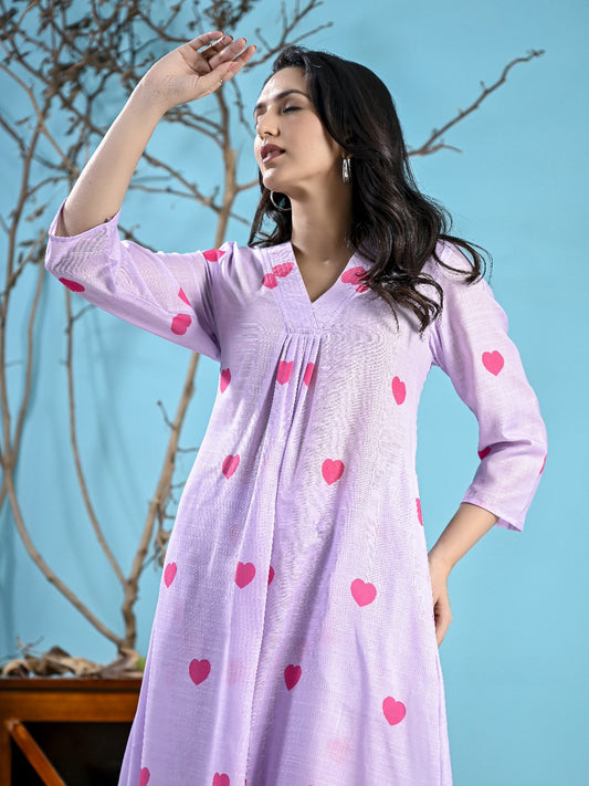 Lavender 2PC with Pink Heart
