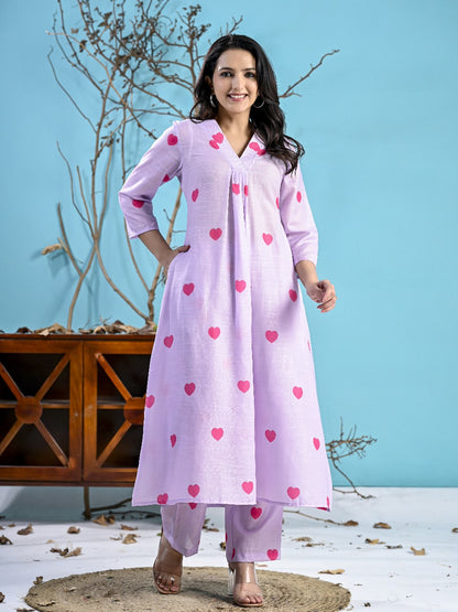Lavender 2PC with Pink Heart