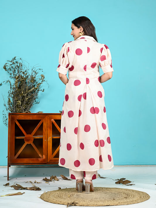 MAROON POLKA DOT CO-ORD
