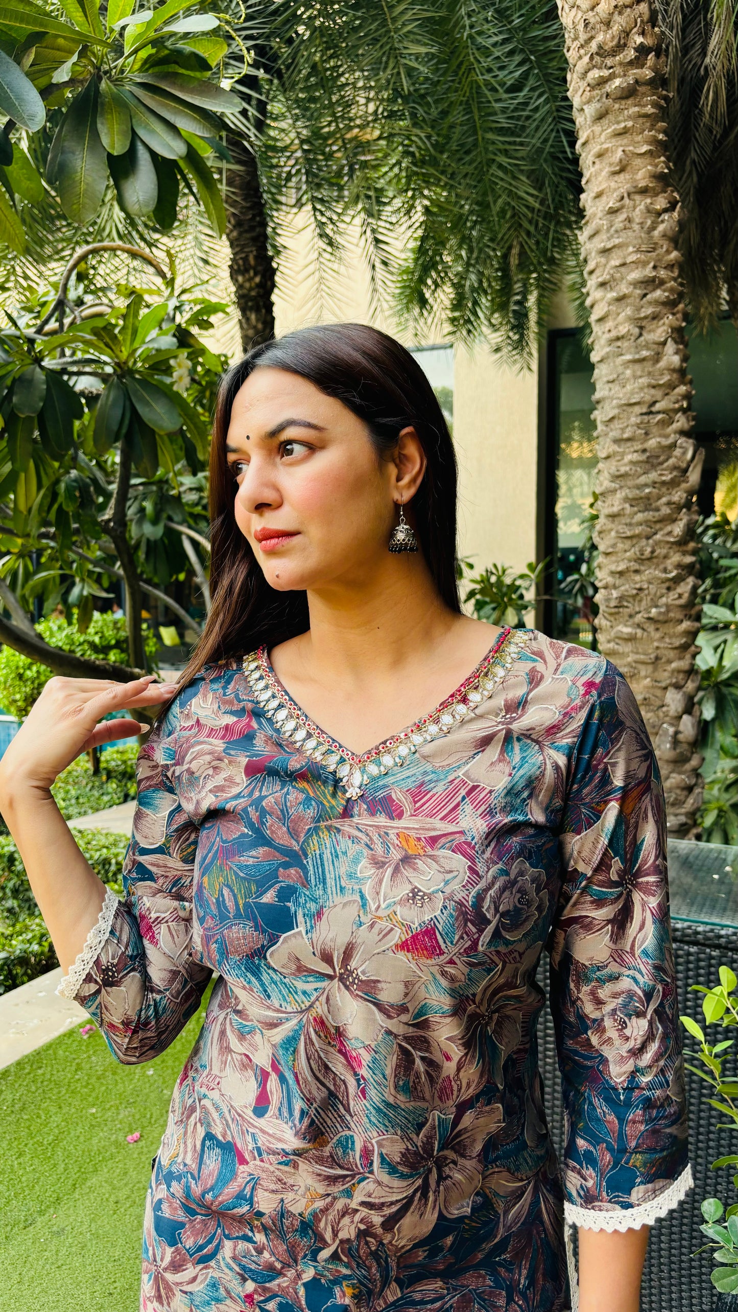 MULTI FLORAL  MUSLIN DHOTI SET