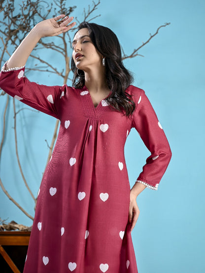 Maroon Heart 2PC Set