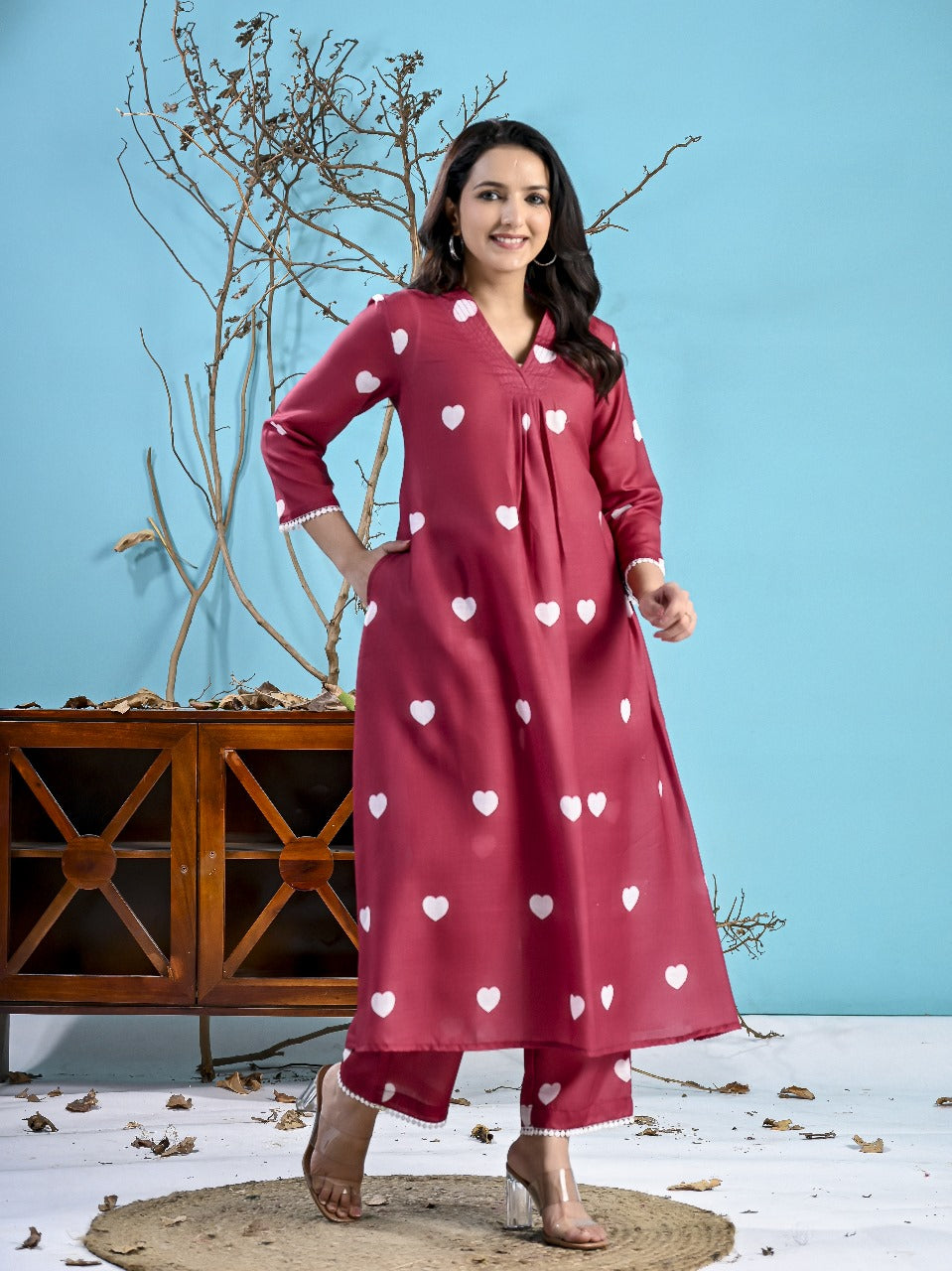 Maroon Heart 2PC Set