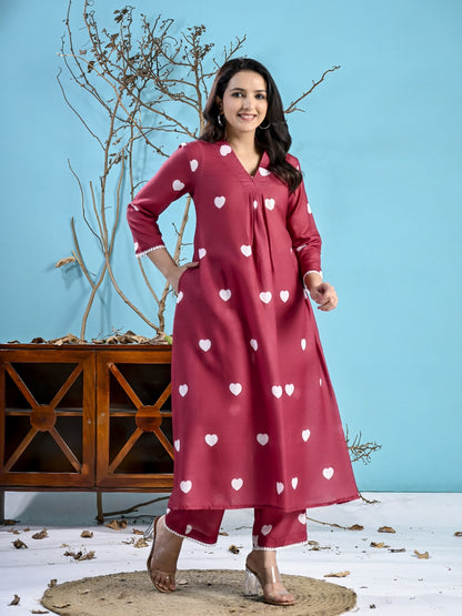Maroon Heart 2PC Set