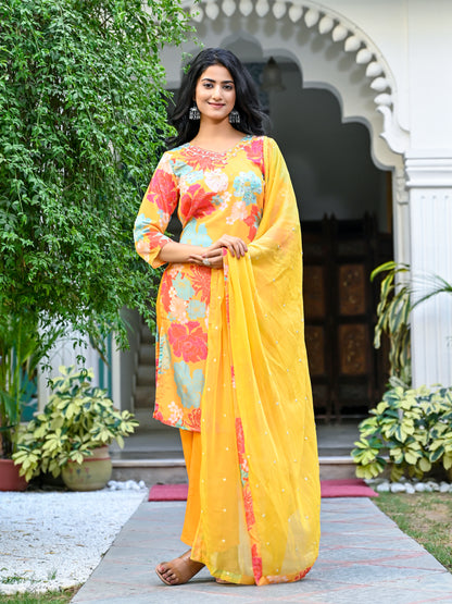 Floral chinnon 3pc suit set