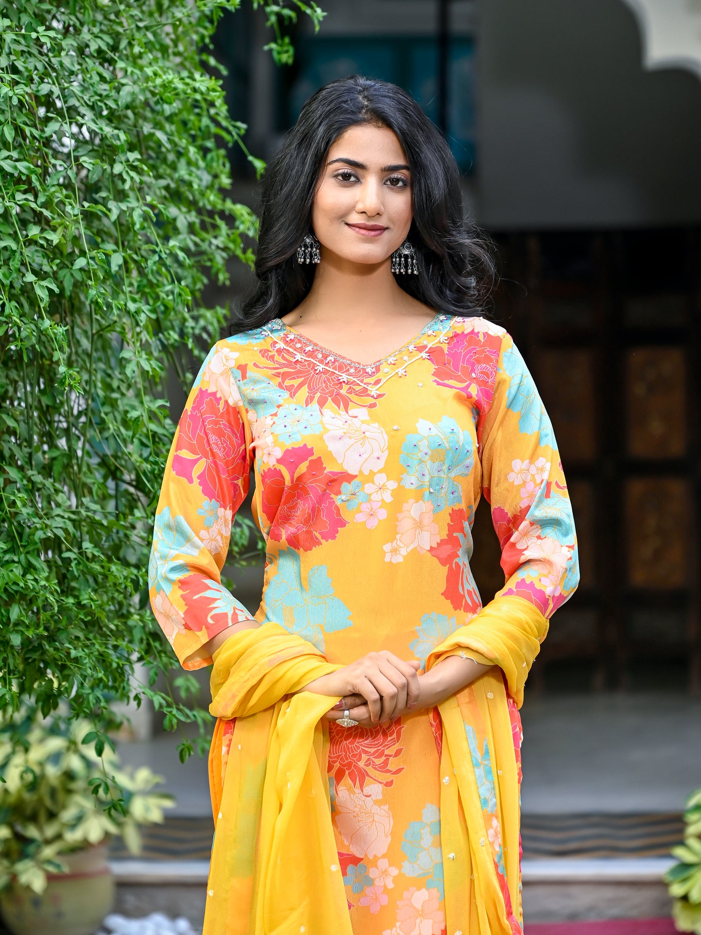 Floral chinnon 3pc suit set