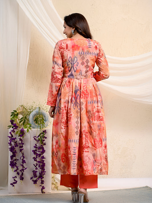 Peach Printed Alia Cut Set