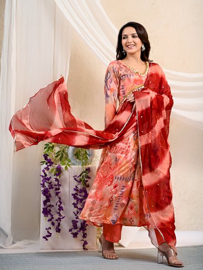 Peach Printed Alia Cut Set