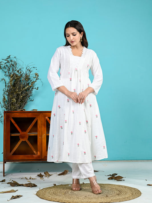 WHITE (PINK ) BOOTA  2PC