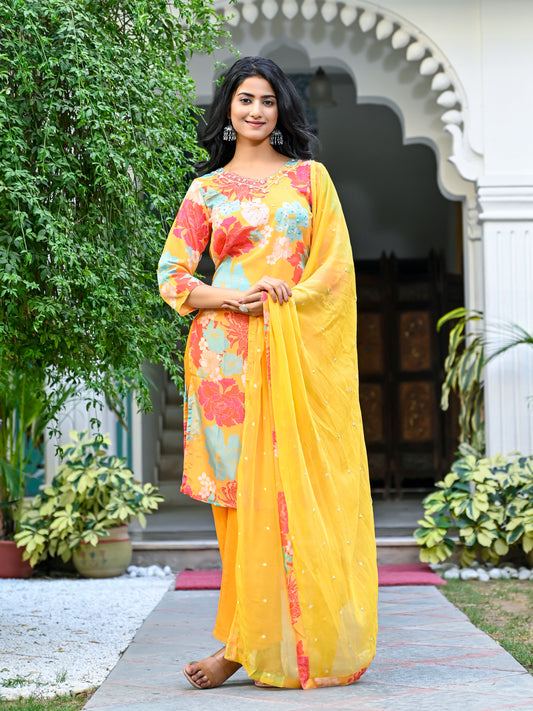YELLOW FLORAL SUIT SET