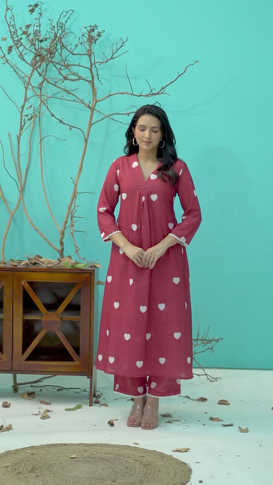 Maroon Heart 2PC Set