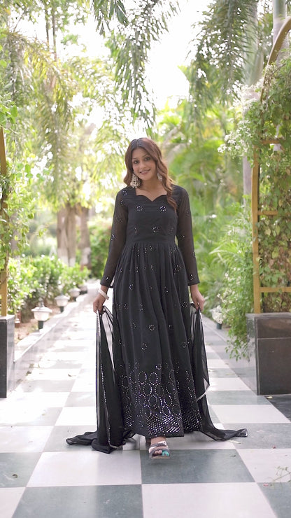 Black georgette anarkali gown