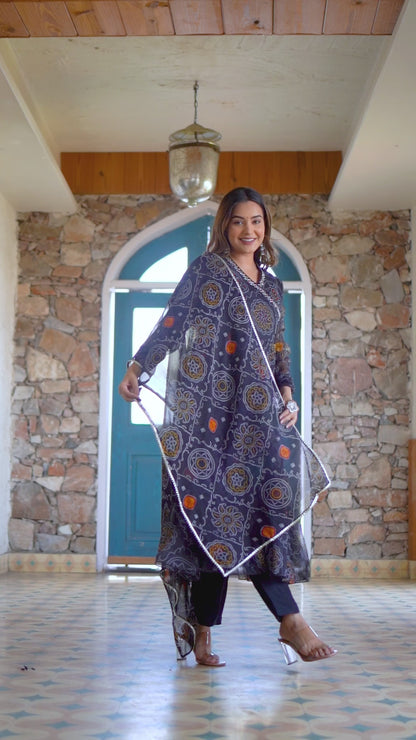Black bandhani angarakha