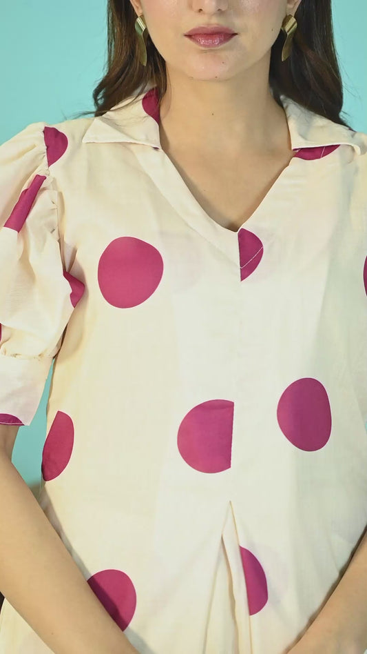 MAROON POLKA DOT CO-ORD